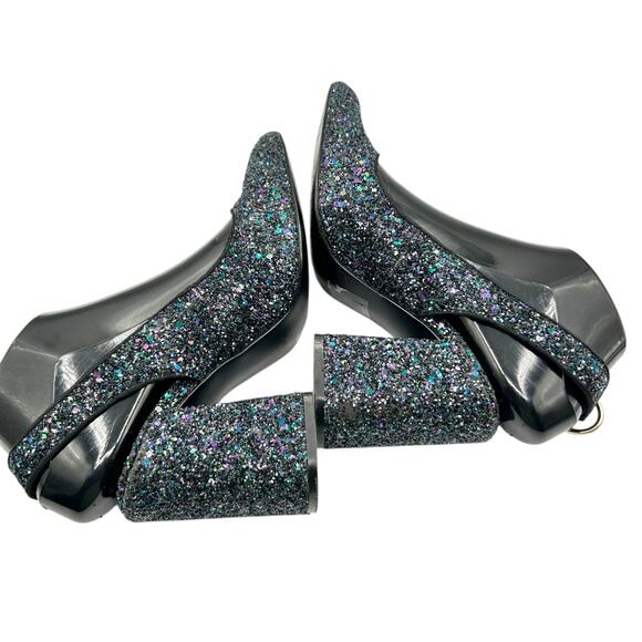 Shelly's London‎ Women's Chester Slingback Glitter Block Heel Pumps Size 6.5 - Picture 10 of 15
